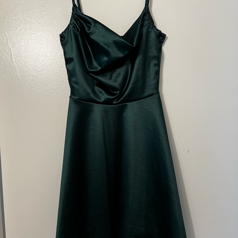 Elegant Green Satin Dress